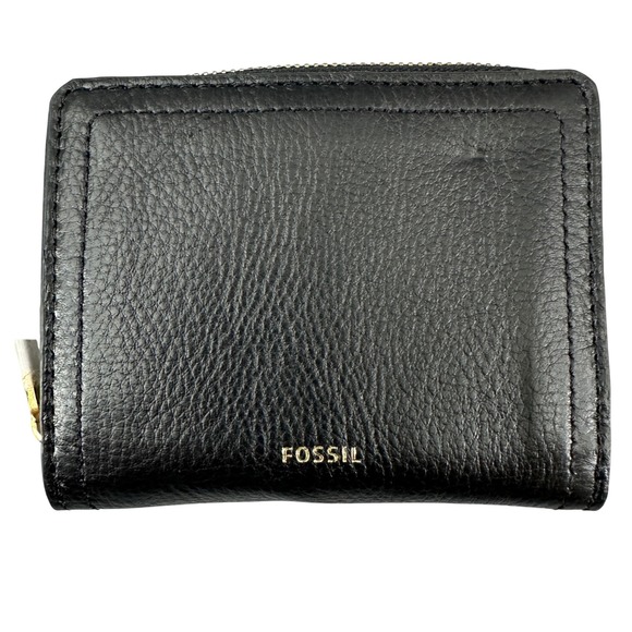 Fossil Handbags - NWT Fossil Black Leather Logan Multi RFID Protection Zip Around Bifold Wallet